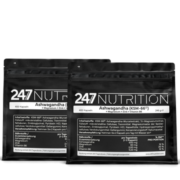 2x Ashwaganda + Magnesium + Zink + VitB6 - 400 Kapseln