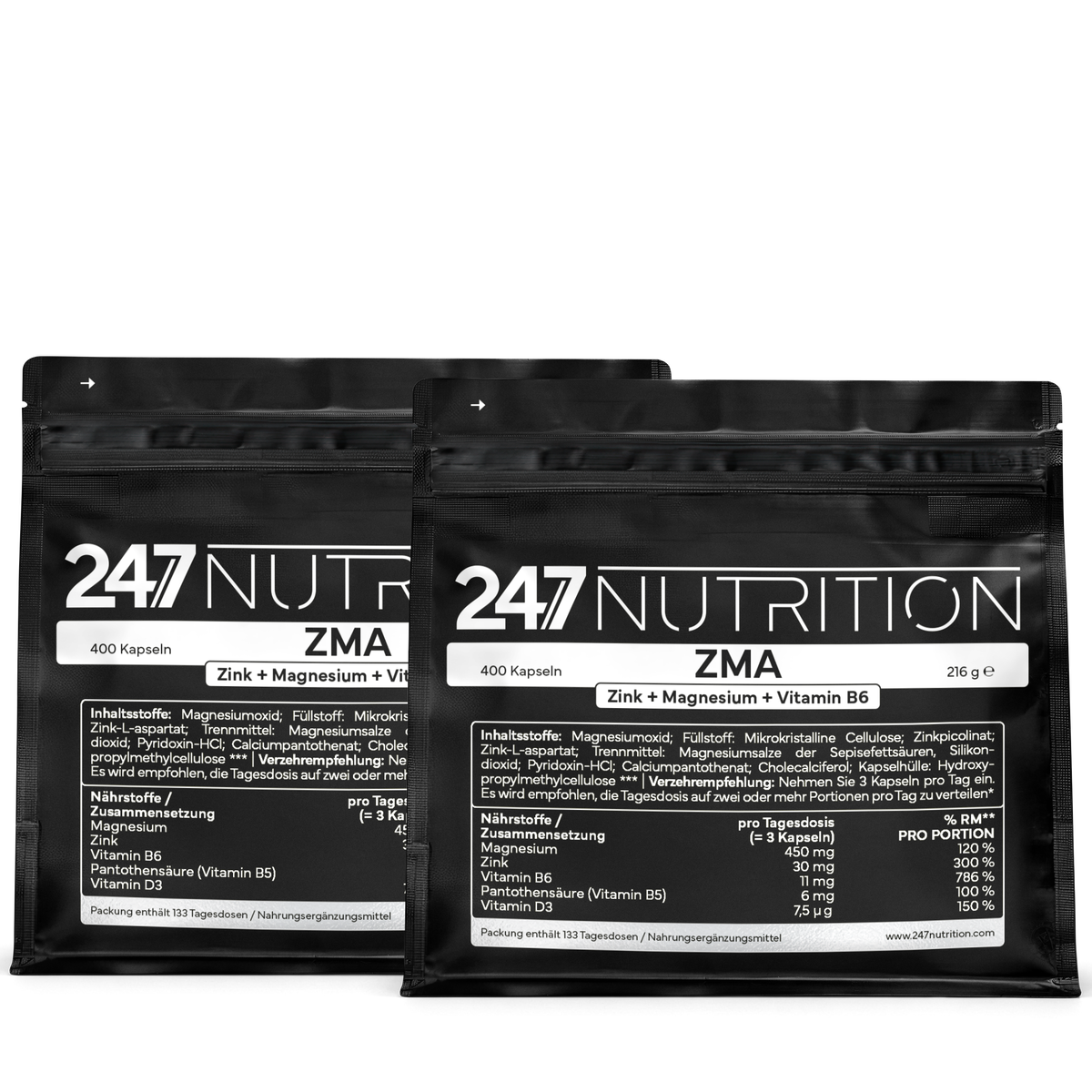 2x ZMA (Zn + Mg + VitB6) - 400 Kapseln
