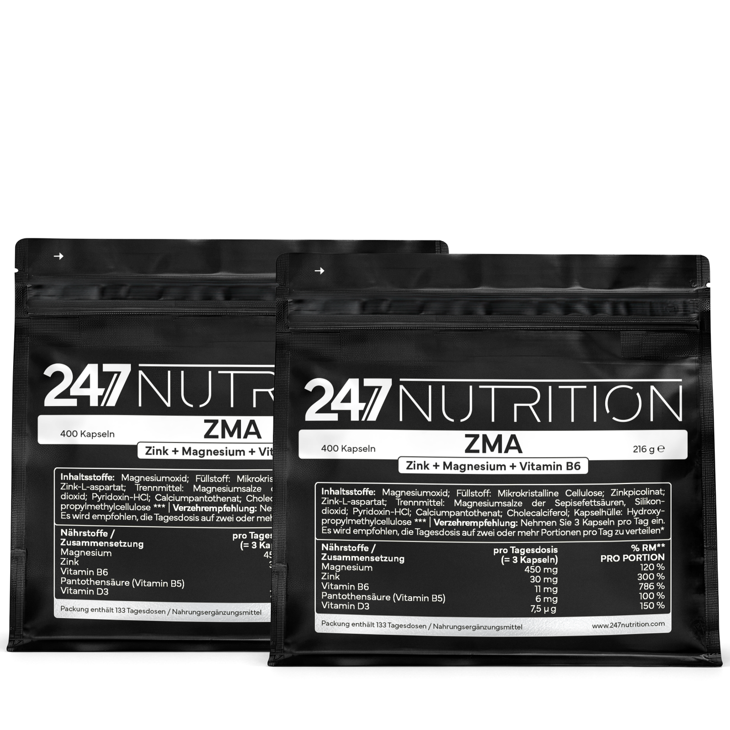 2x ZMA (Zn + Mg + VitB6) - 400 Kapseln