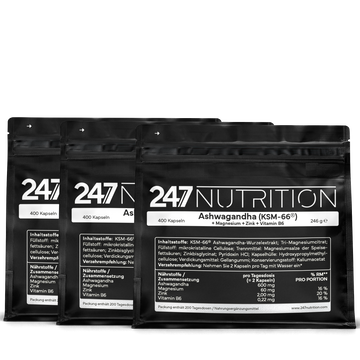 3x Ashwaganda + Magnesium + Zink + VitB6 - 400 Kapseln