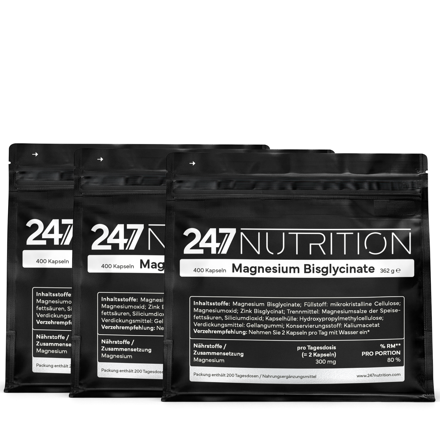 3x Magnesium Bisglycinate - 400 Kapseln