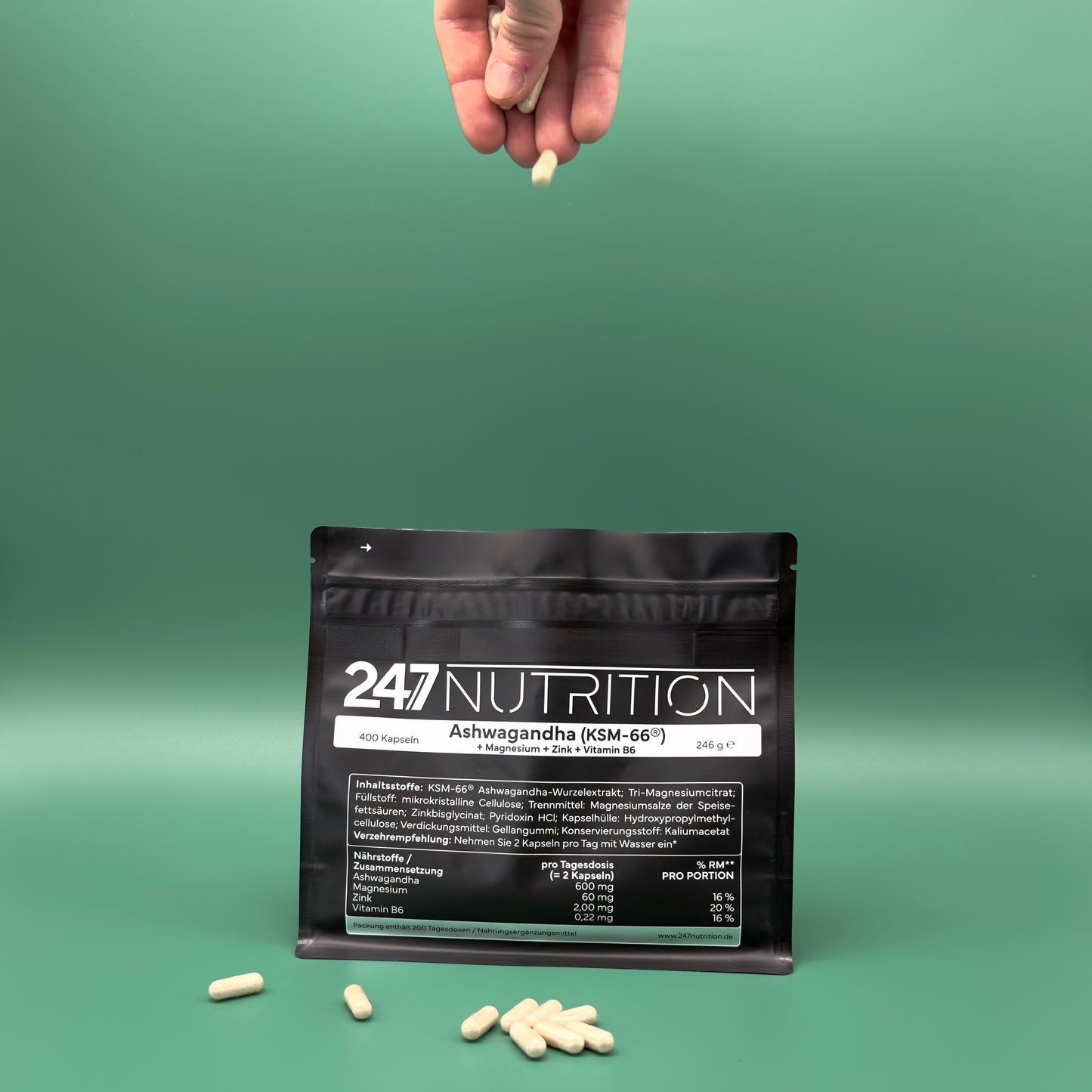 Ashwaganda + Magnesium + Zink + VitB6 - 400 Kapseln