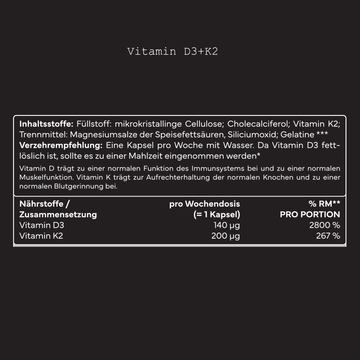 Vitamin D3+K2 - 400 Kapseln