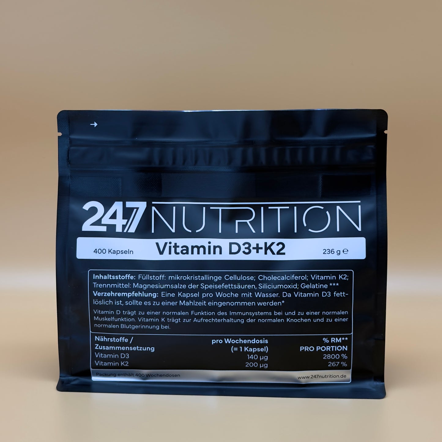 Vitamin D3+K2 - 400 Kapseln