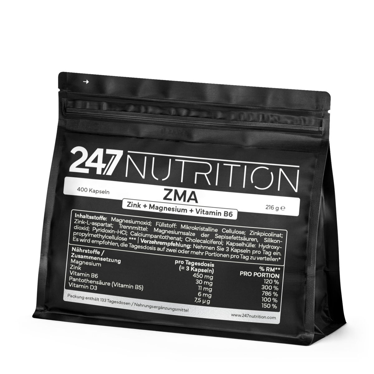 ZMA (Zn + Mg + VitB6) - 400 Kapseln