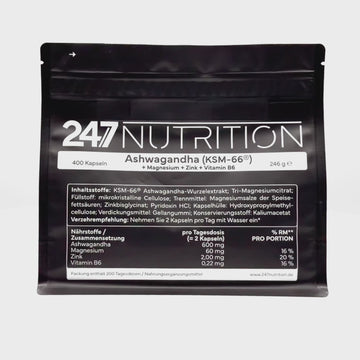 Ashwaganda + Magnesium + Zink + VitB6 - 400 Kapseln